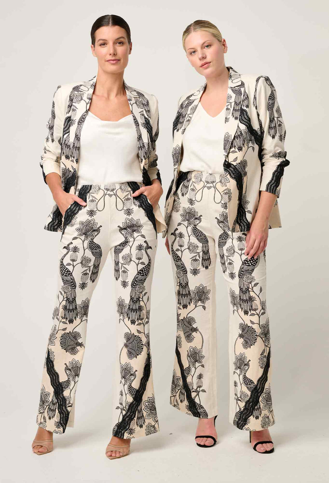 Leandro Contrast Lace Linen Viscose Stretch Blazer in Imperial Stone blazer Once Was