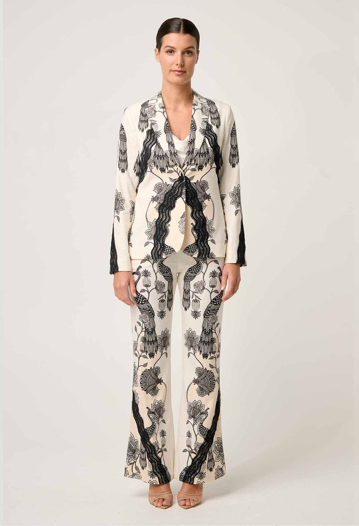 Leandro Contrast Lace Linen Viscose Stretch Blazer in Imperial Stone blazer Once Was