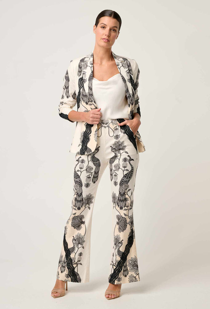 Leandro Contrast Lace Linen Viscose Stretch Blazer in Imperial Stone blazer Once Was
