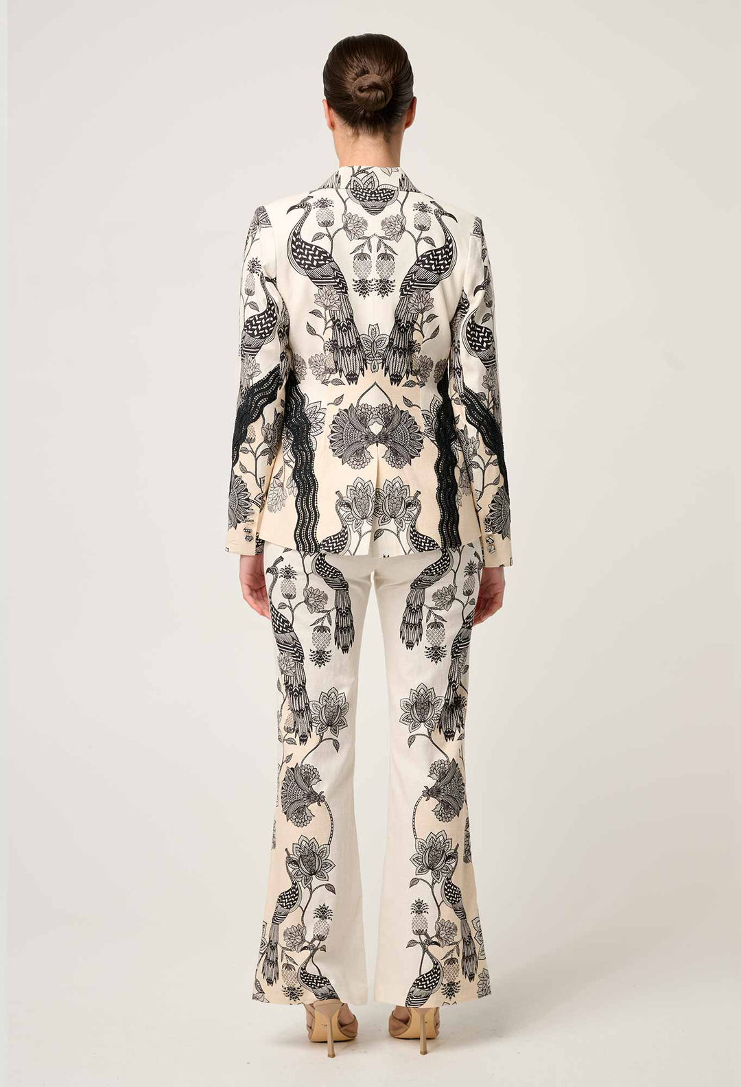 Leandro Contrast Lace Linen Viscose Stretch Blazer in Imperial Stone blazer Once Was