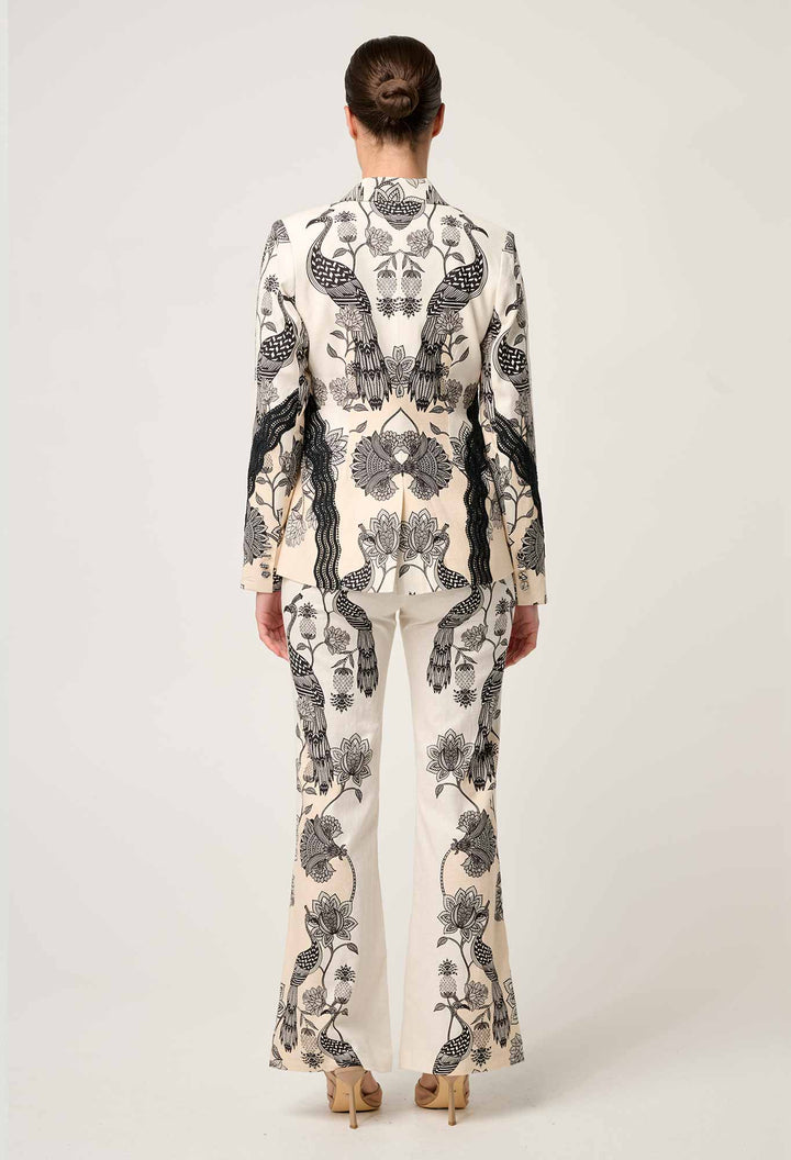 Leandro Contrast Lace Linen Viscose Stretch Blazer in Imperial Stone blazer Once Was