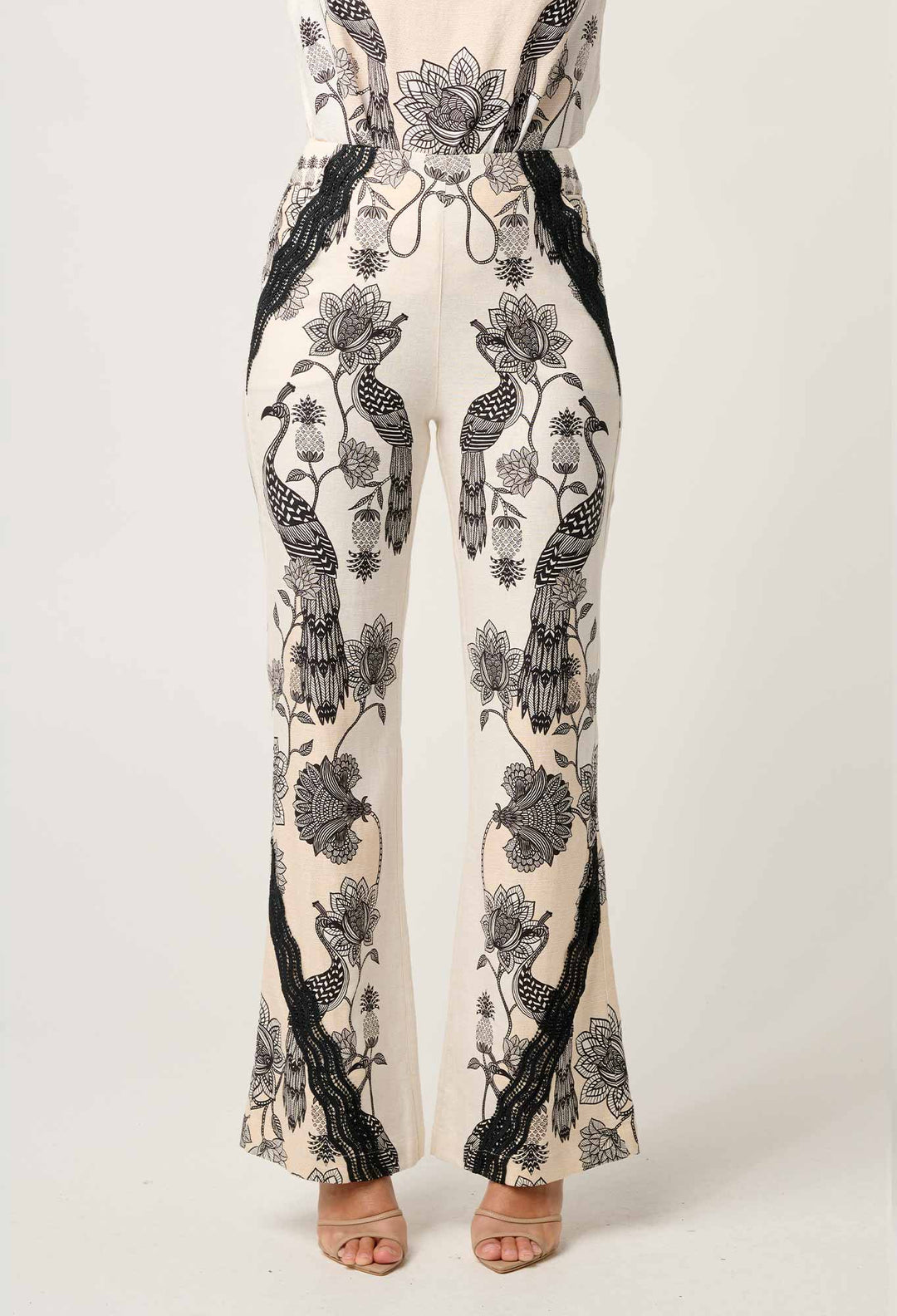 Leandro Contrast Lace Linen Viscose Stretch Pant in Imperial Stone pant Once Was