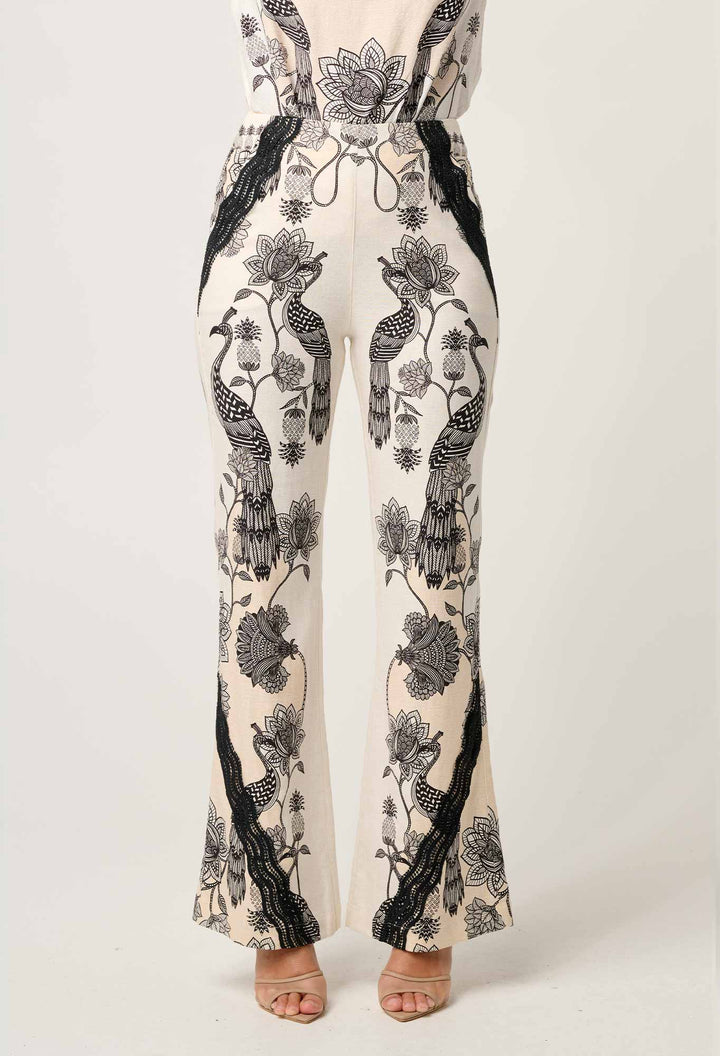Leandro Contrast Lace Linen Viscose Stretch Pant in Imperial Stone pant Once Was