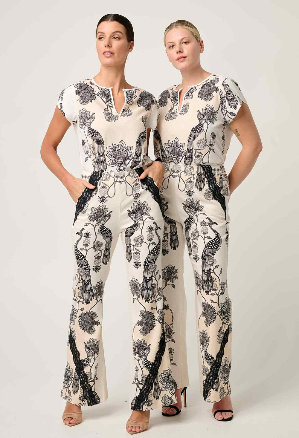 Leandro Contrast Lace Linen Viscose Stretch Pant in Imperial Stone pant Once Was