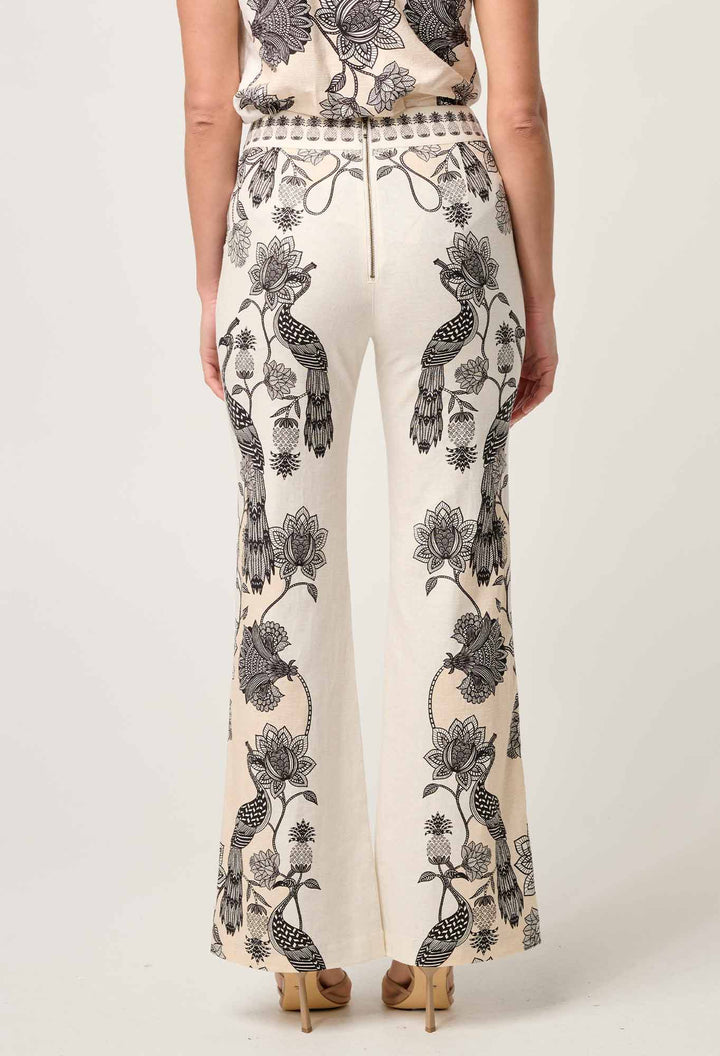 Leandro Contrast Lace Linen Viscose Stretch Pant in Imperial Stone pant Once Was