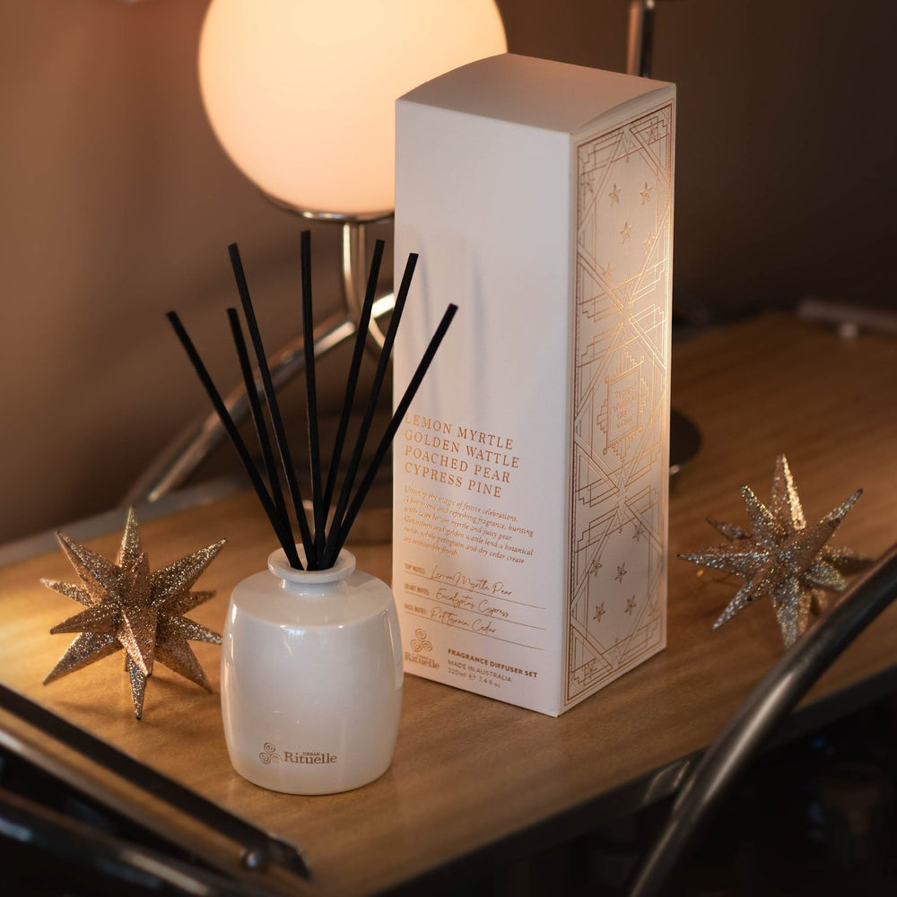 Lemon Myrtle, Golden Wattle, Poached Pear, Cypress Pine Fragrance Diffuser Set | 220ml - Stanleyandstone
