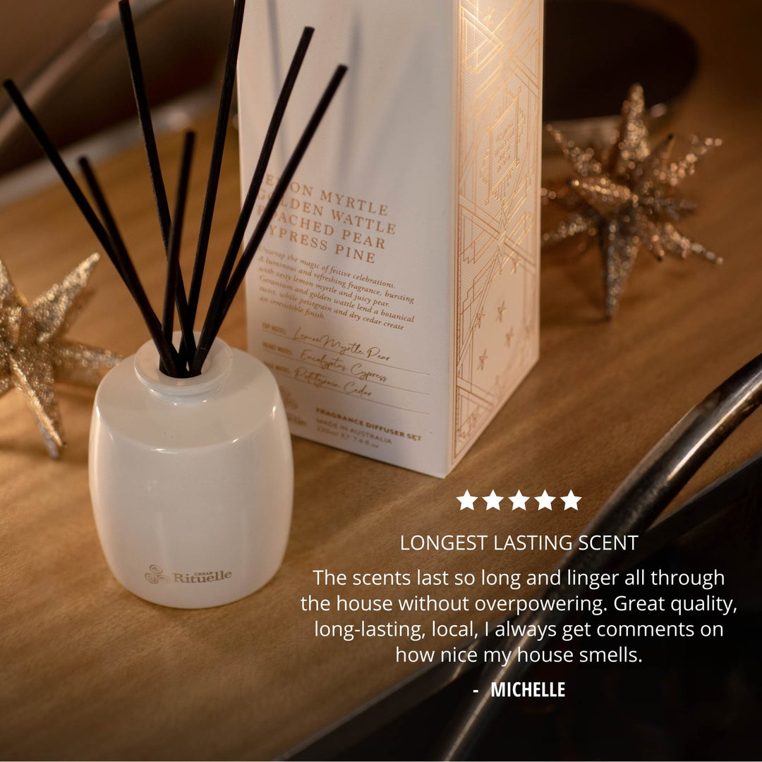 Lemon Myrtle, Golden Wattle, Poached Pear, Cypress Pine Fragrance Diffuser Set | 220ml - Stanleyandstone