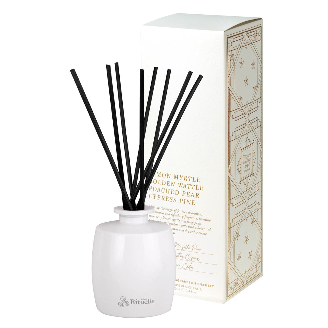 Lemon Myrtle, Golden Wattle, Poached Pear, Cypress Pine Fragrance Diffuser Set | 220ml - Stanleyandstone
