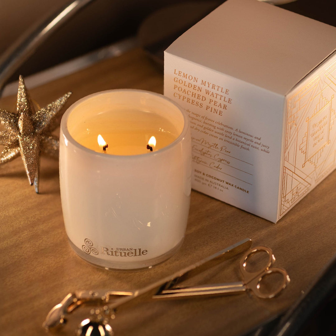 Lemon Myrtle, Golden Wattle, Poached Pear, Cypress Pine Scented Soy Candle | 400gm - Stanleyandstone