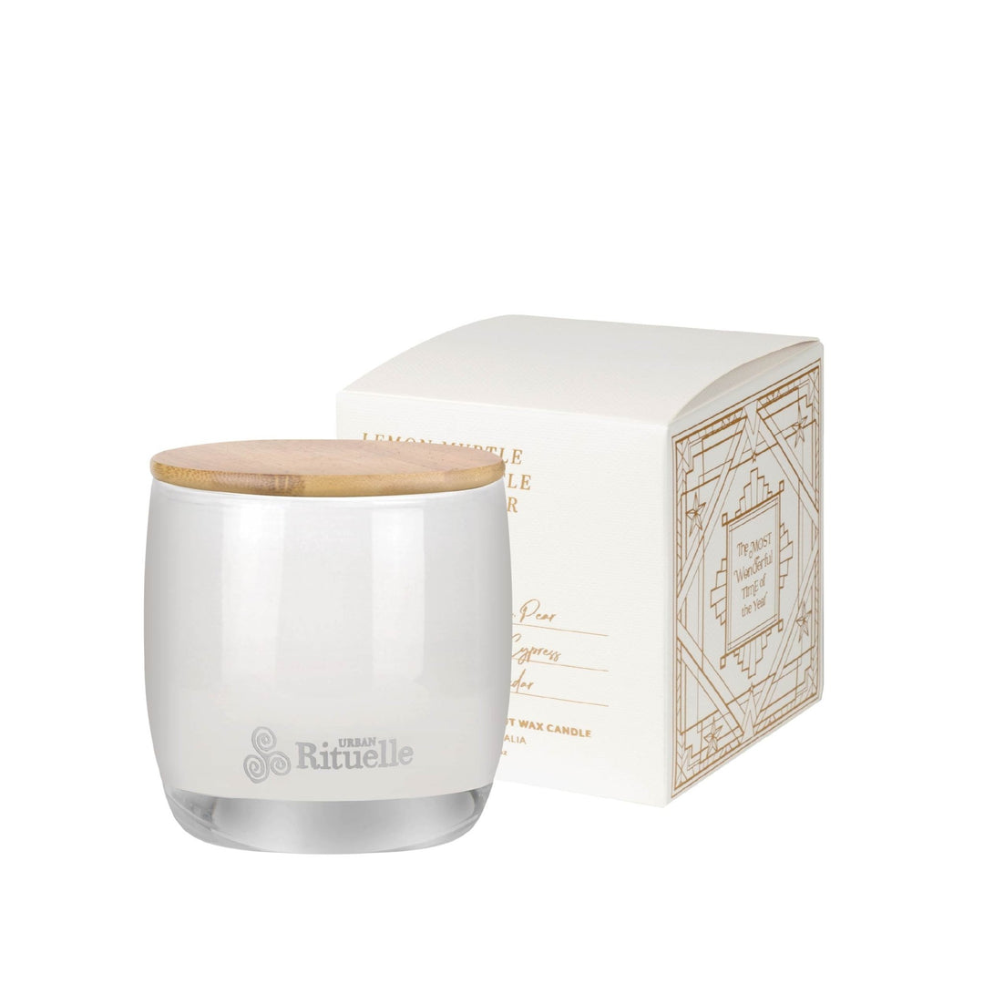 Lemon Myrtle, Golden Wattle, Poached Pear, Cypress PineScented Soy Candle | 140gm - Stanleyandstone