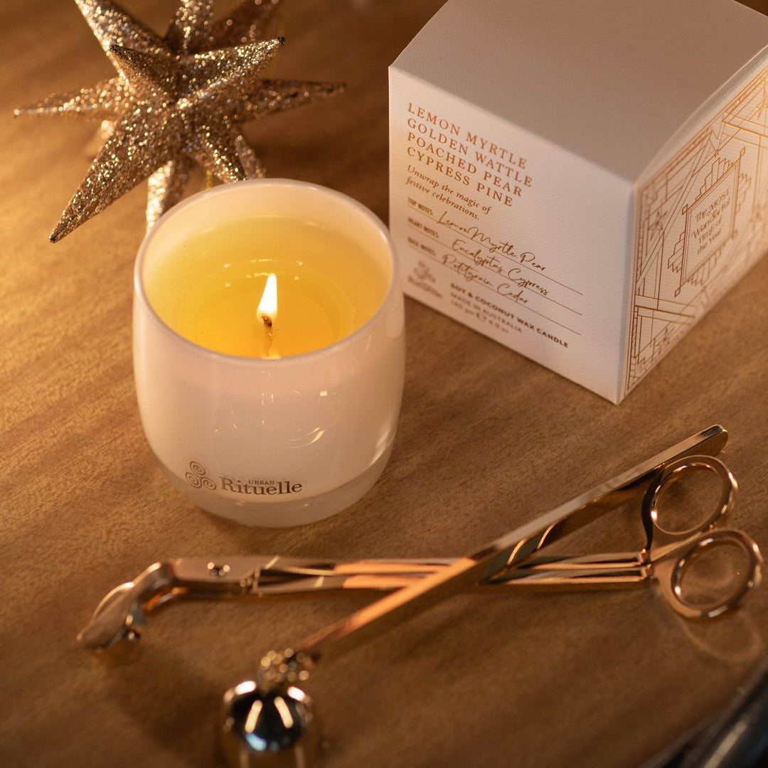 Lemon Myrtle, Golden Wattle, Poached Pear, Cypress PineScented Soy Candle | 140gm - Stanleyandstone