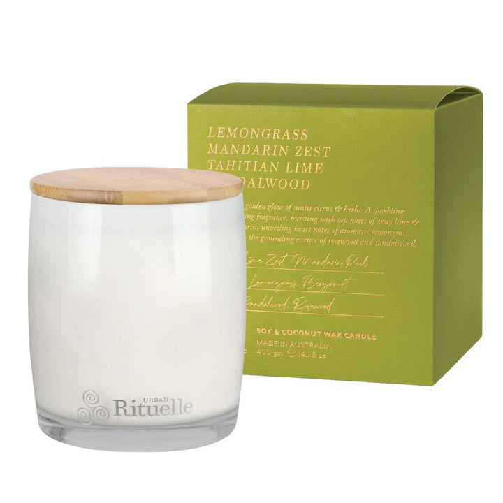 Lemongrass Mandarin Zest Tahitian Lima and Sandalwood 400gm Candle Candle Urban Rituelle