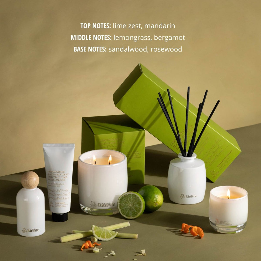 Lemongrass, Mandarin Zest, Tahitian Lime, Sandalwood Scented Soy Candle | 400gm Candle Urban Rituelle