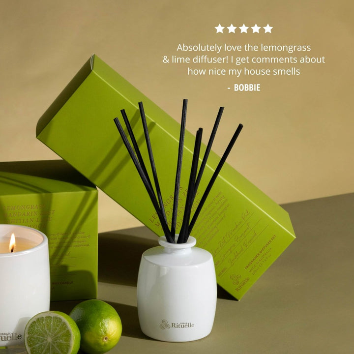 Lemongrass, Mandarin Zest, Tahitian Lime, Sandalwood<br> Mini Fragrance Diffuser Set | 90ml Diffuser Urban Rituelle