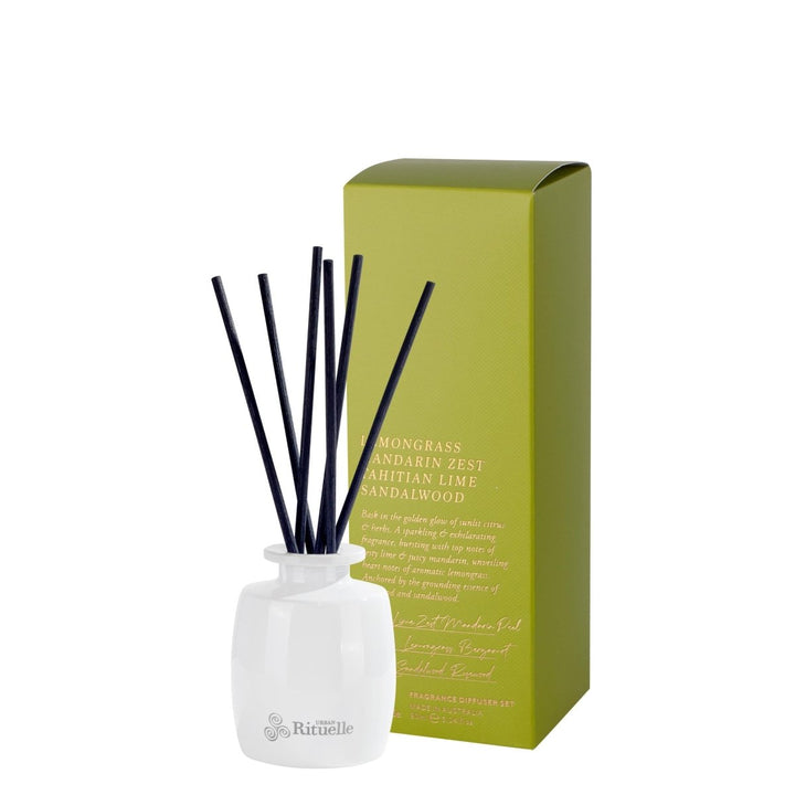 Lemongrass, Mandarin Zest, Tahitian Lime, Sandalwood<br> Mini Fragrance Diffuser Set | 90ml Diffuser Urban Rituelle