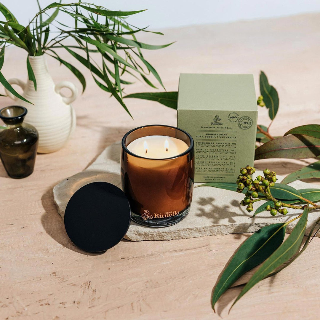 Lemongrass, Neroli & Lime<br> Aromatherapy Soy & Coconut Wax Candle | 400gm Candle Urban Rituelle
