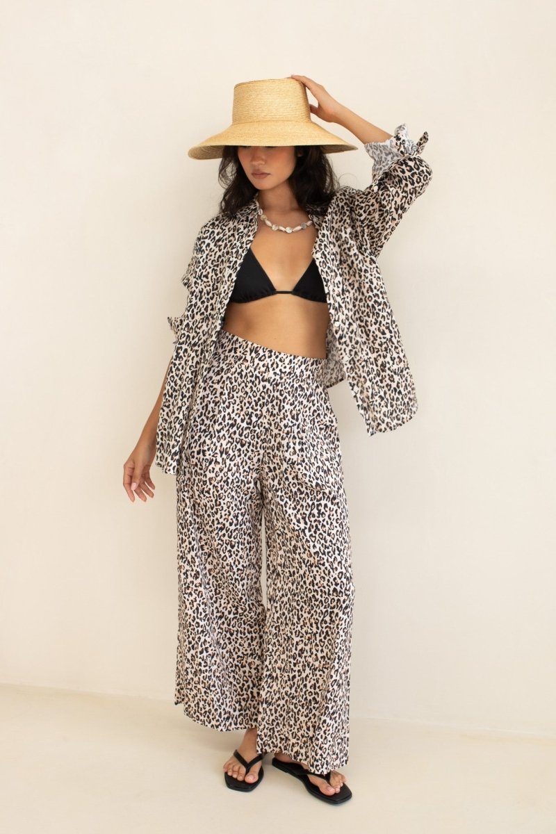 Leopard Marcus Linen Pant - Stanleyandstone