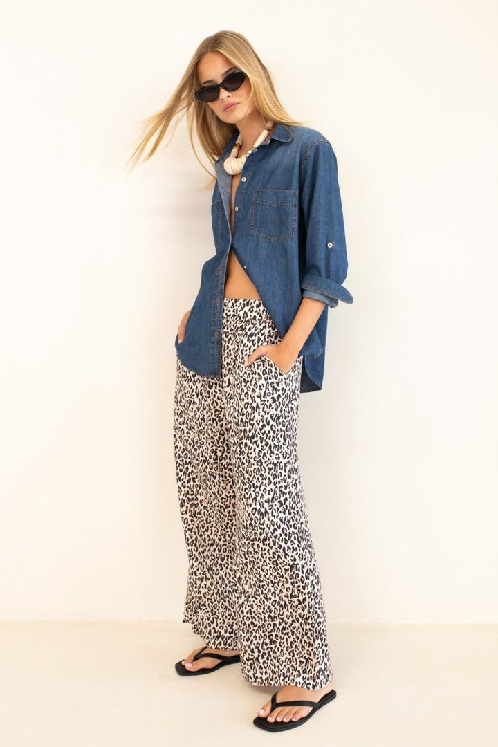 Leopard Marcus Linen Pant - Stanleyandstone