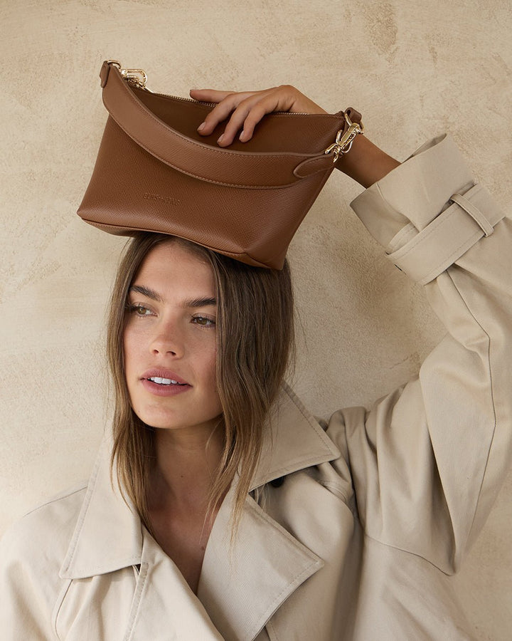 Leyton Crossbody - Tan Saffiano Handbag Elms and King