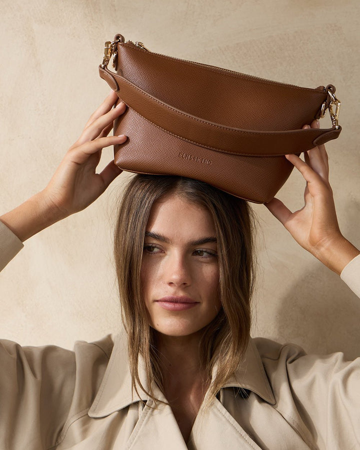 Leyton Crossbody - Tan Saffiano Handbag Elms and King