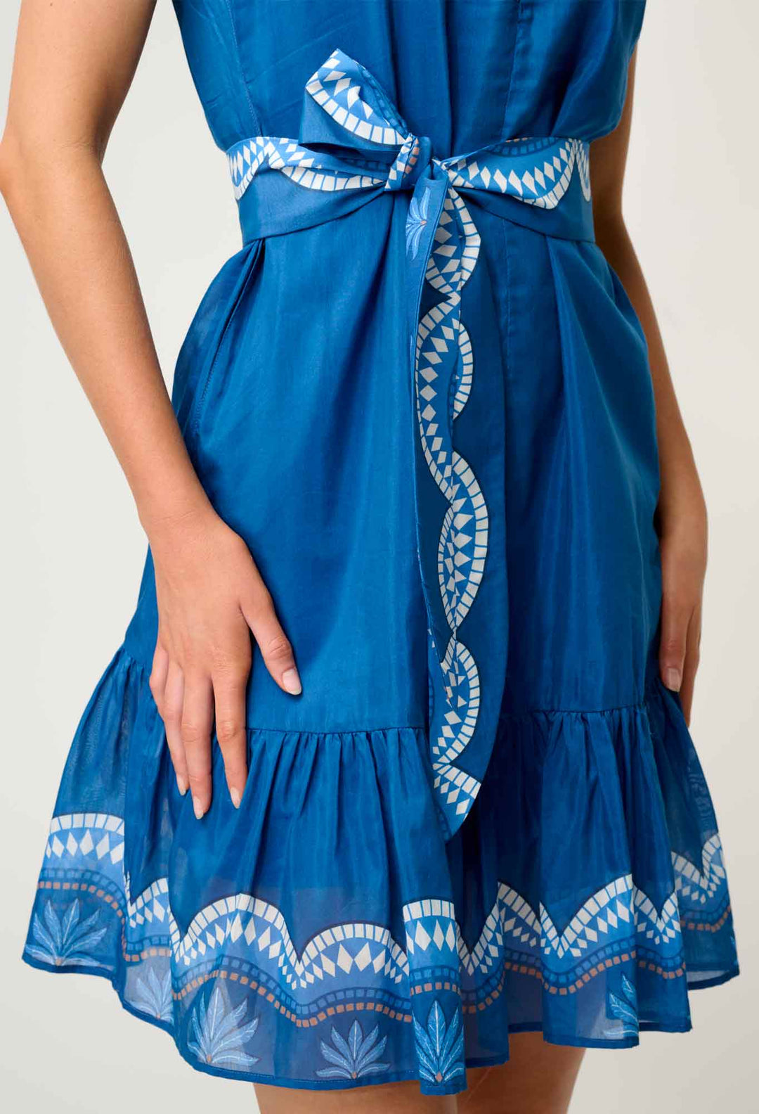 Lilia Cotton Silk Dress in Topaz - Stanleyandstone