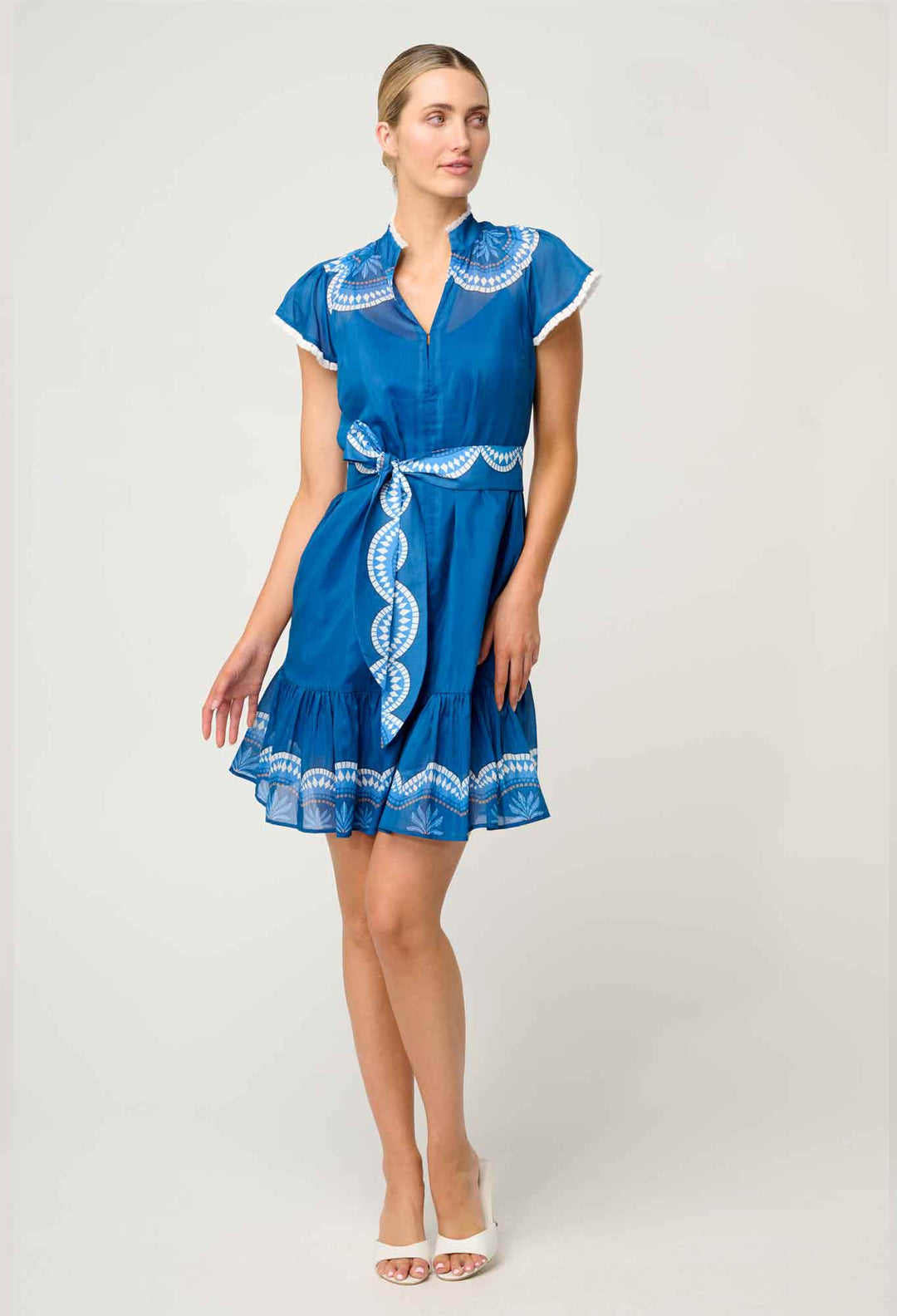 Lilia Cotton Silk Dress in Topaz - Stanleyandstone