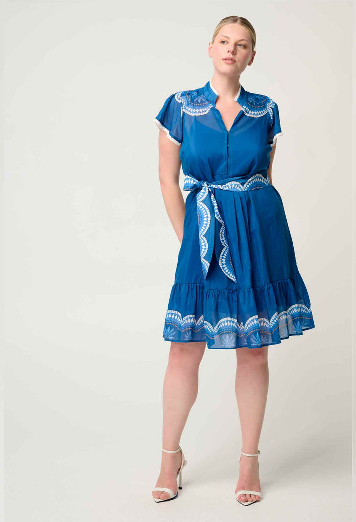 Lilia Cotton Silk Dress in Topaz - Stanleyandstone