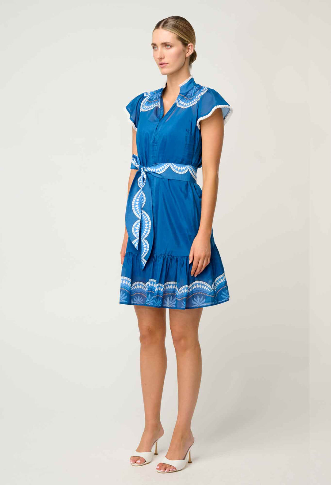 Lilia Cotton Silk Dress in Topaz - Stanleyandstone