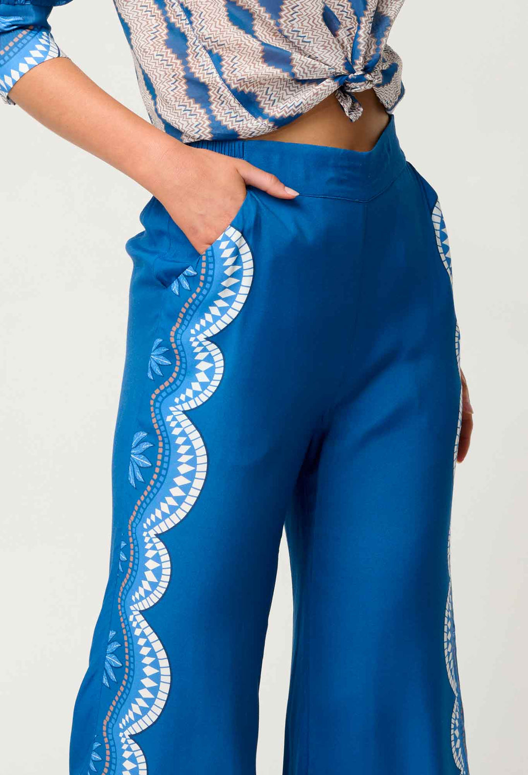 Lilia Viscose Faille Pant in Topaz - Stanleyandstone