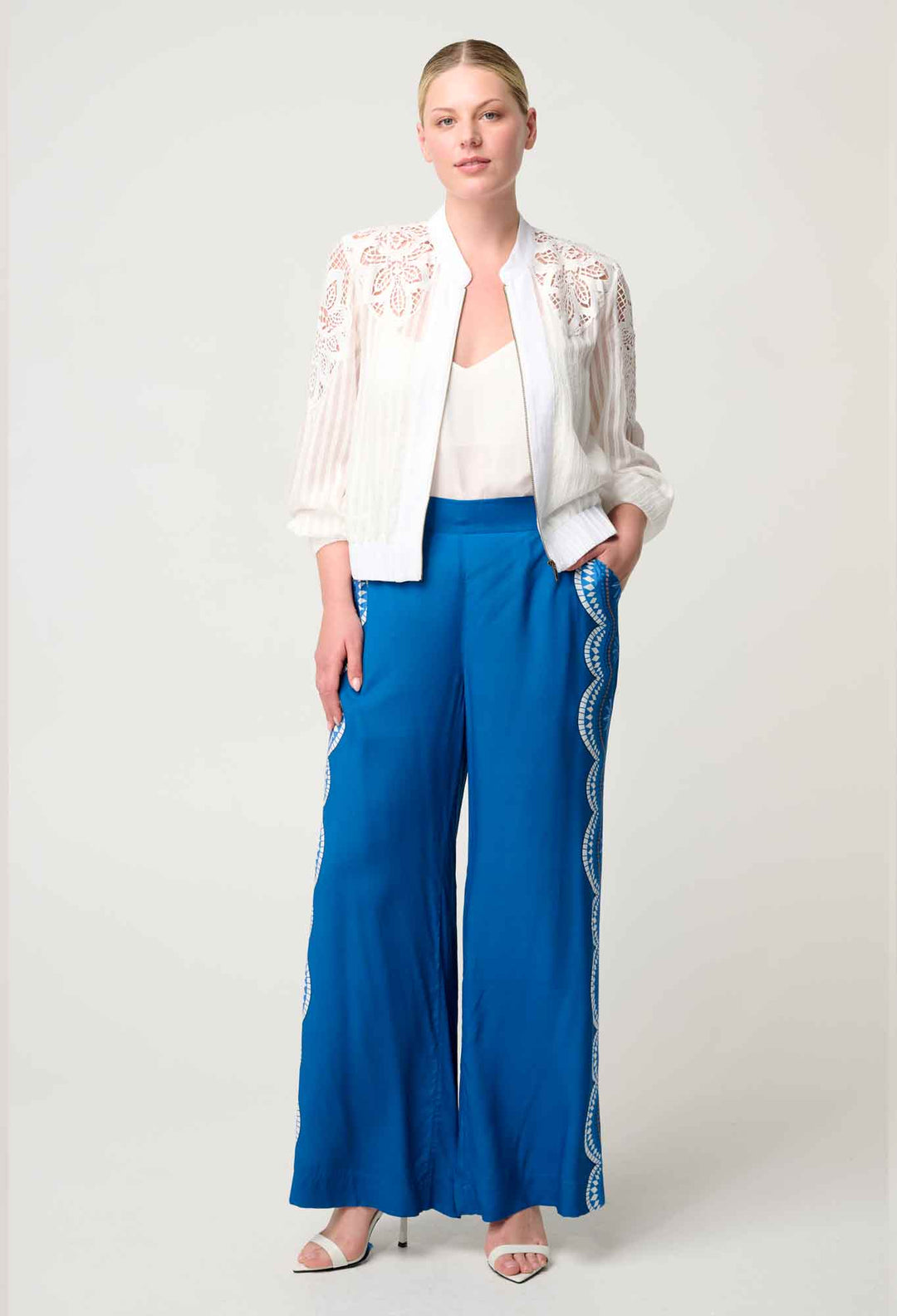 Lilia Viscose Faille Pant in Topaz - Stanleyandstone