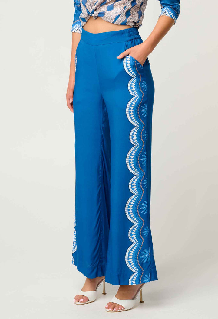 Lilia Viscose Faille Pant in Topaz - Stanleyandstone