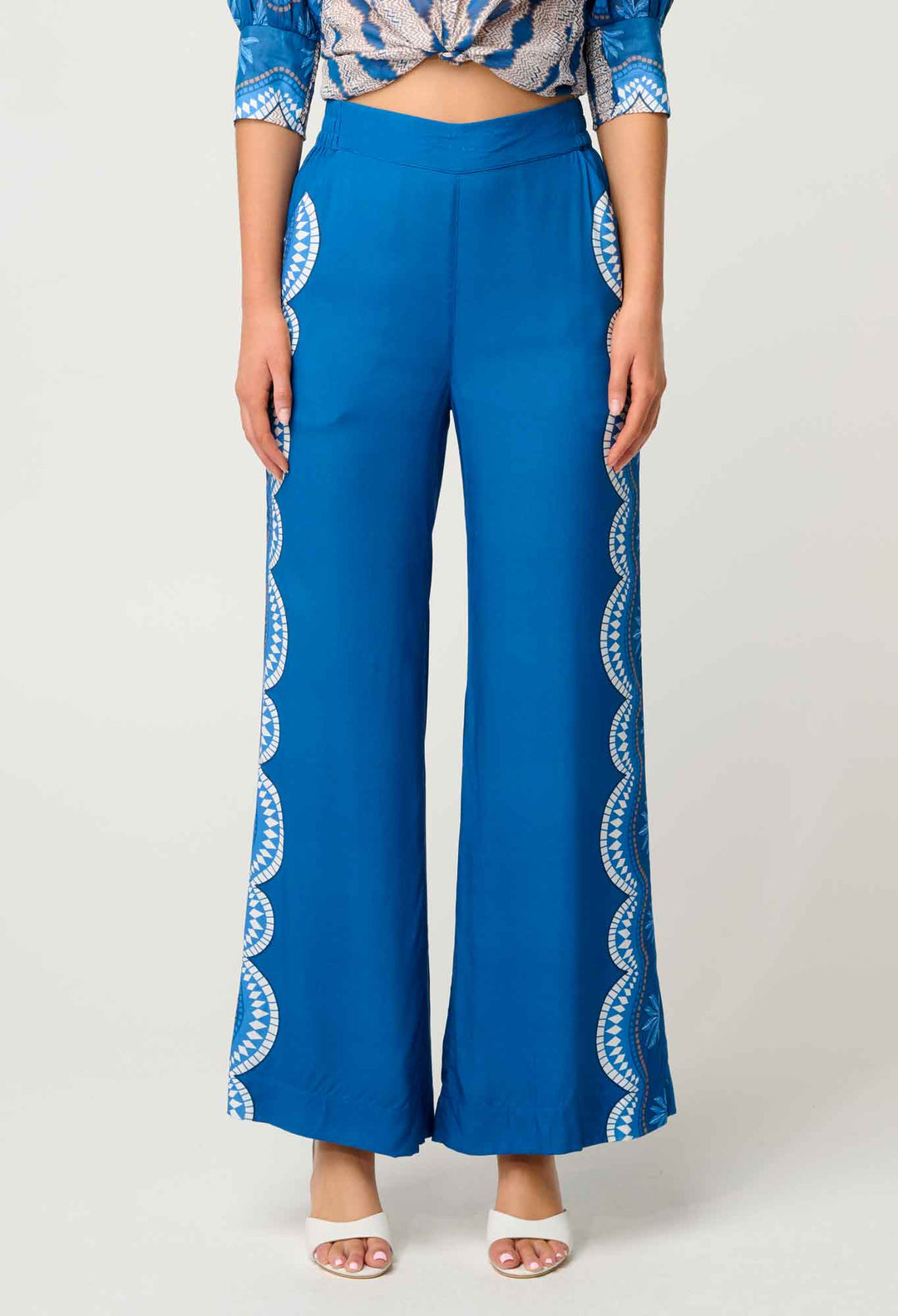 Lilia Viscose Faille Pant in Topaz - Stanleyandstone