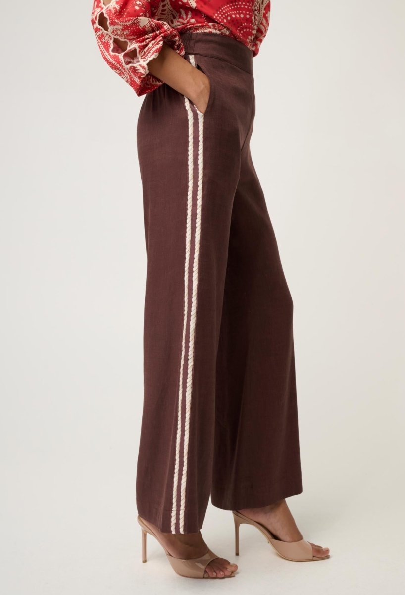 Liora Linen Viscose Stretch Rope Pant in Rustic Twine Once Was