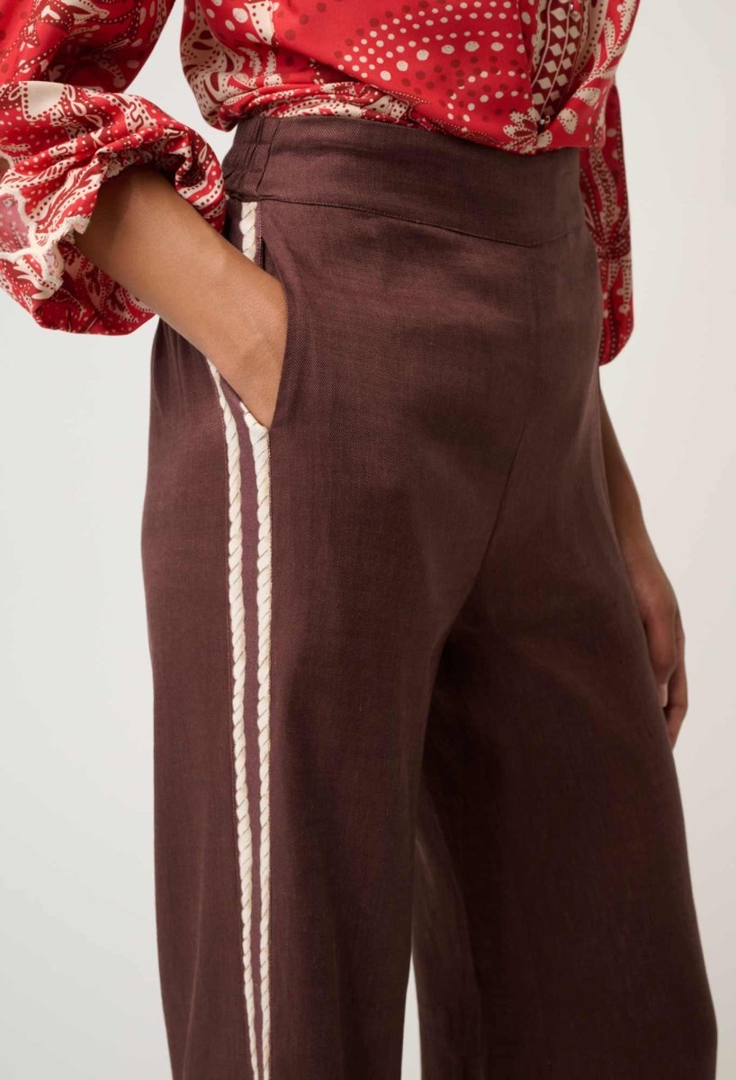 Liora Linen Viscose Stretch Rope Pant in Rustic Twine Once Was