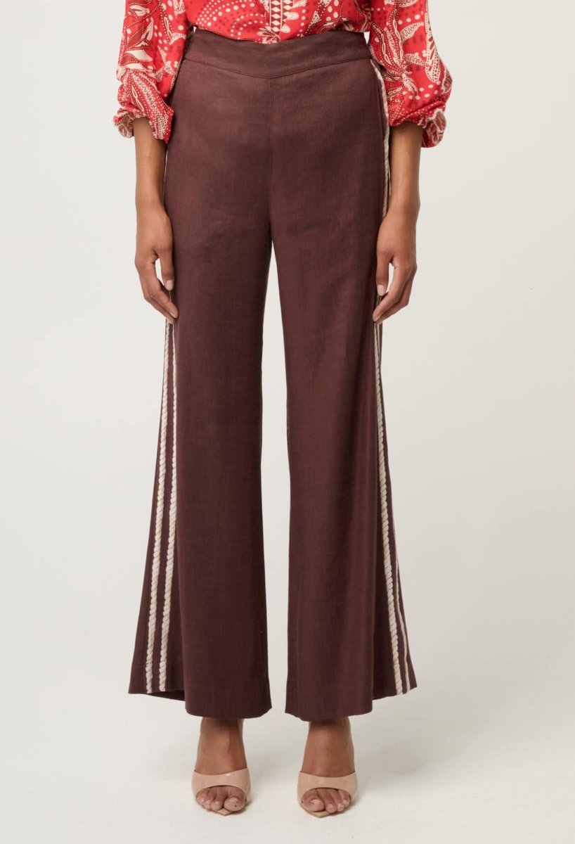 Liora Linen Viscose Stretch Rope Pant in Rustic Twine Once Was