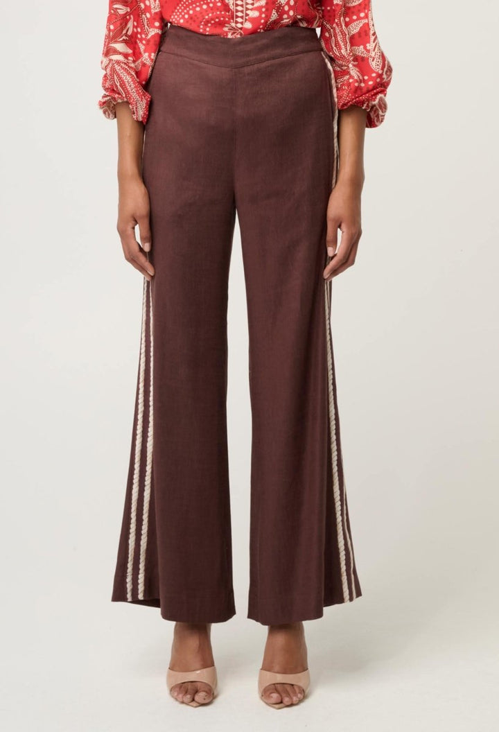 Liora Linen Viscose Stretch Rope Pant in Rustic Twine Once Was