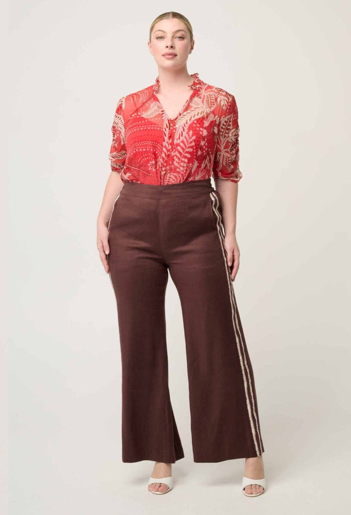 Liora Linen Viscose Stretch Rope Pant in Rustic Twine Once Was