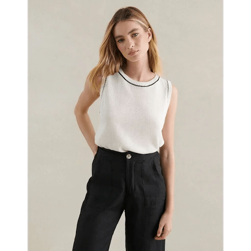 Little lies Contrast Stitch Spring Tank - White Tee shirt Little Lies