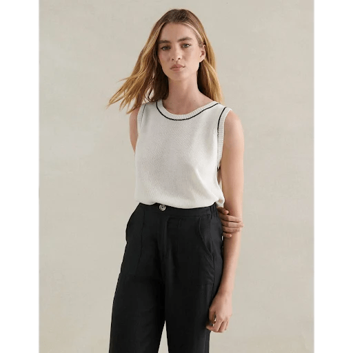 Little lies Contrast Stitch Spring Tank - White Tee shirt Little Lies