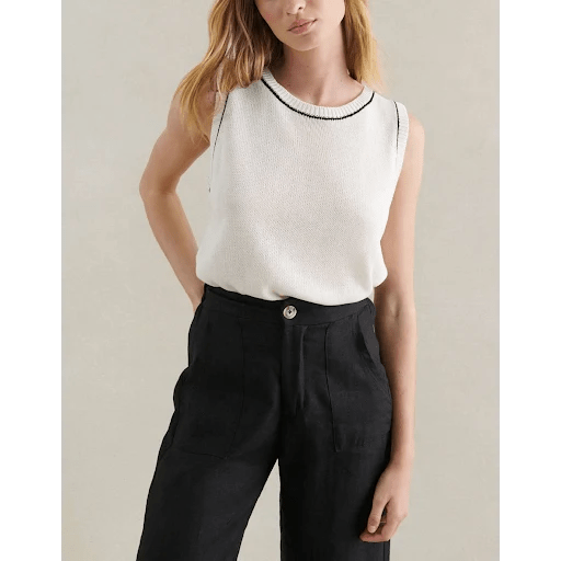 Little lies Contrast Stitch Spring Tank - White Tee shirt Little Lies