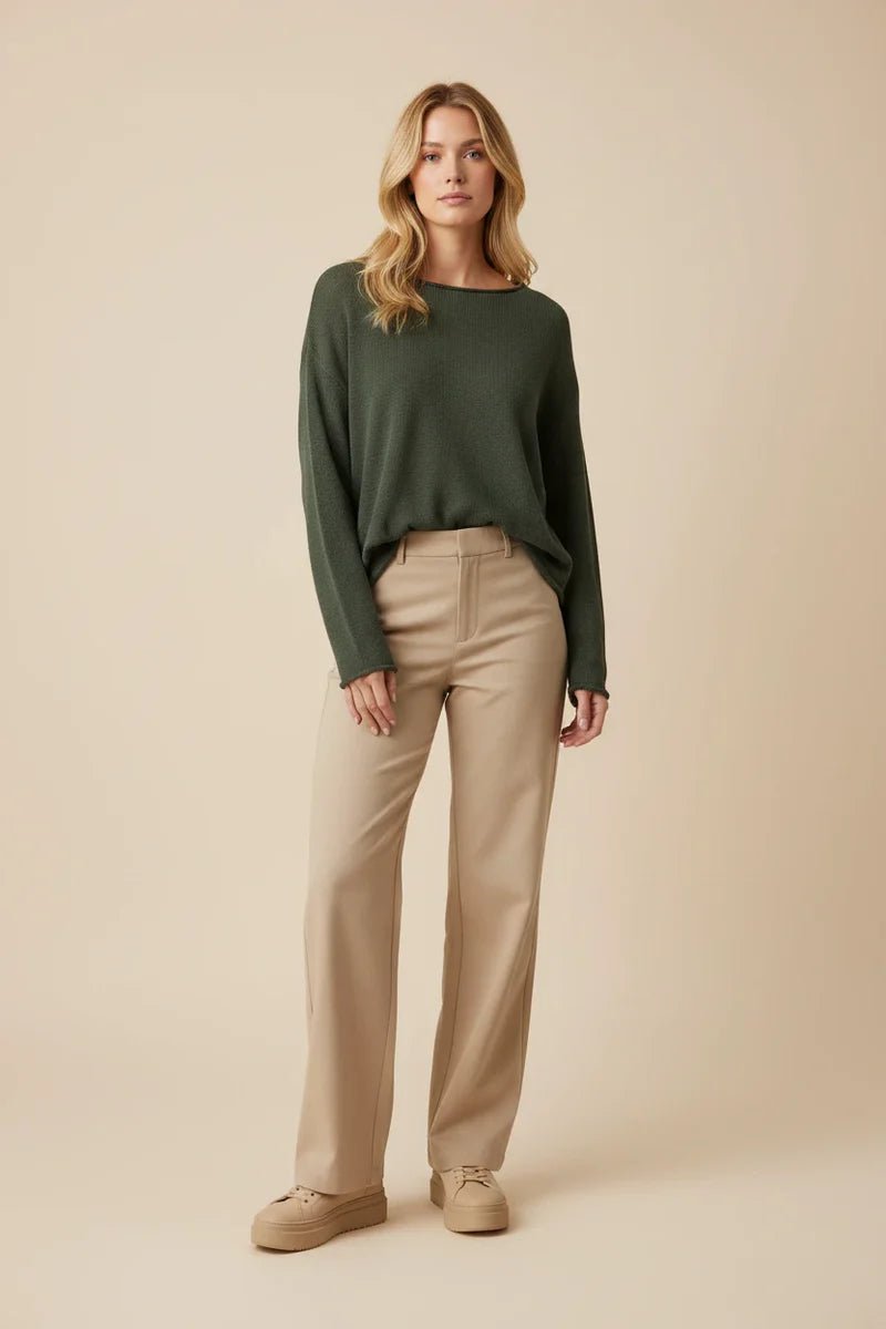 Little lies Spring Knit Top - Green Long Sleeve Tee Little Lies
