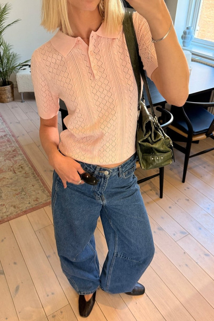 Lollys Laundry Alaia Polo Knit - Light Pink - Stanleyandstone