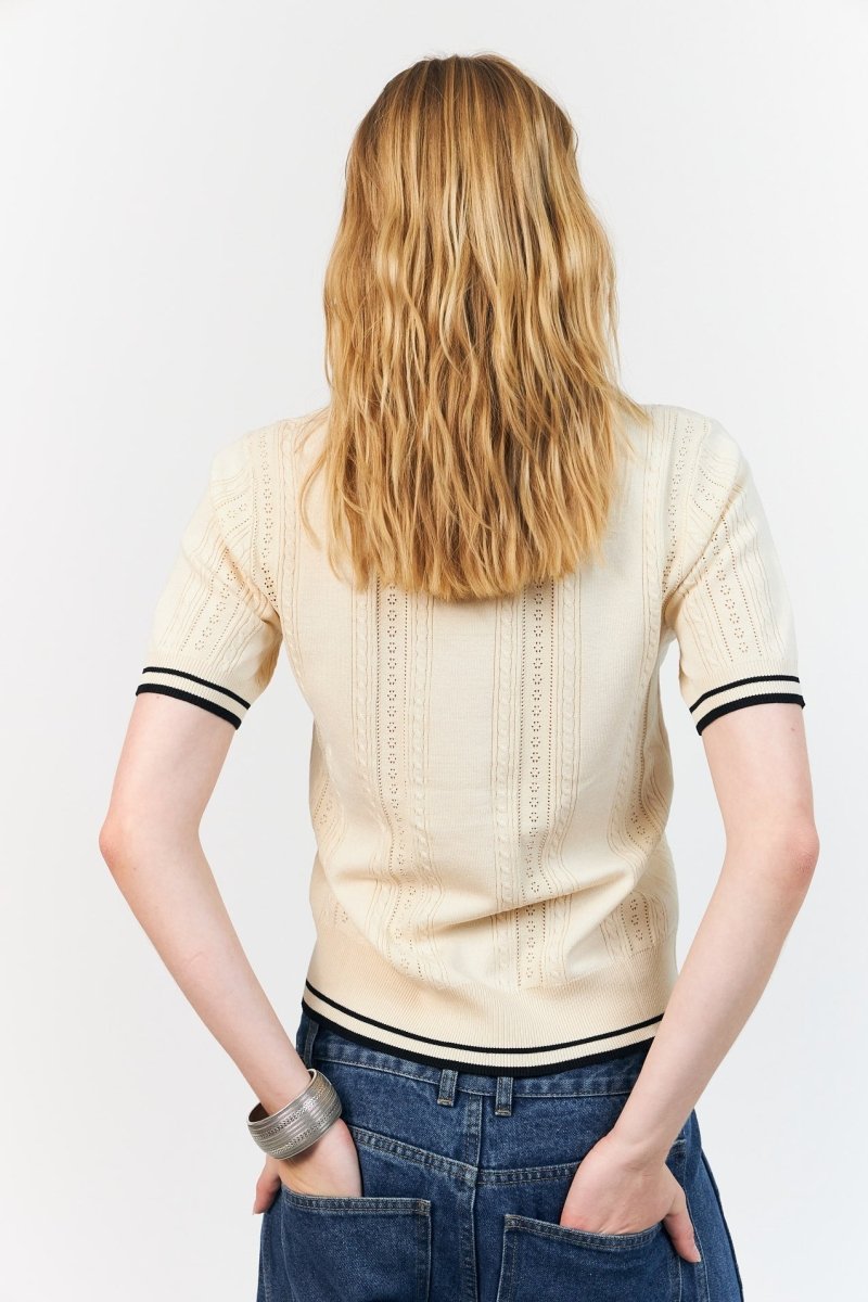 Lollys Laundry Andrea Polo Knit - Creme - Stanleyandstone