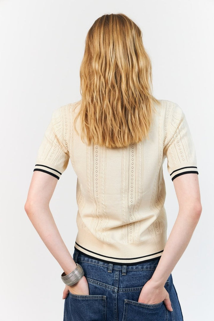 Lollys Laundry Andrea Polo Knit - Creme - Stanleyandstone