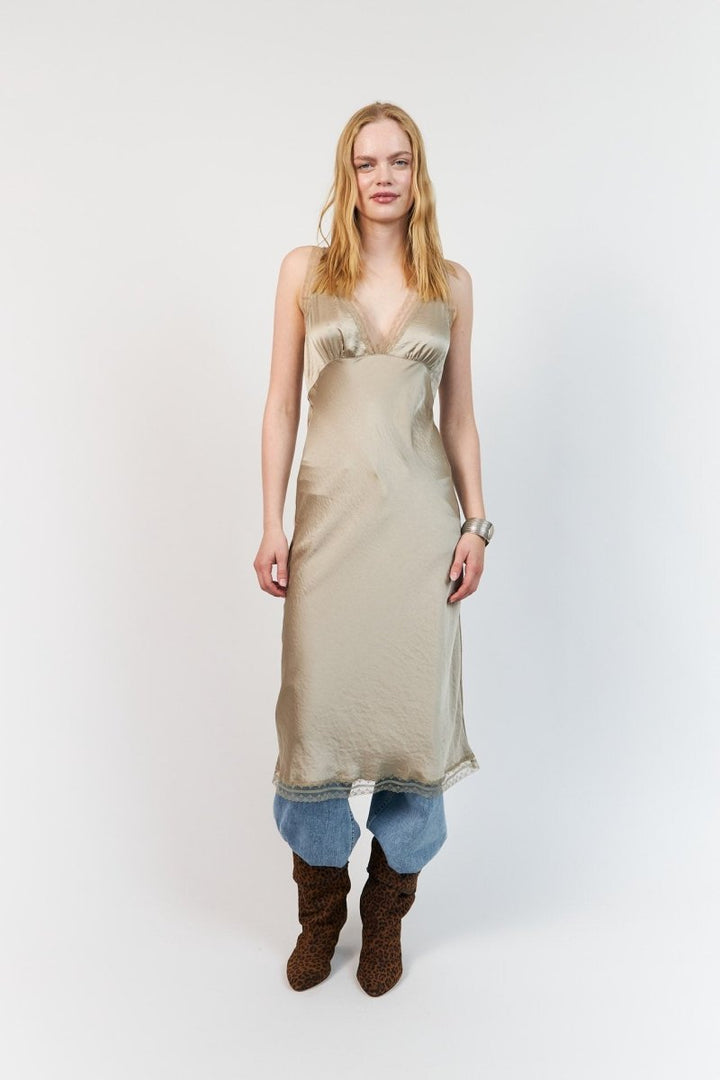 Lollys Laundry Clari Midi Dress - Beige - Stanleyandstone