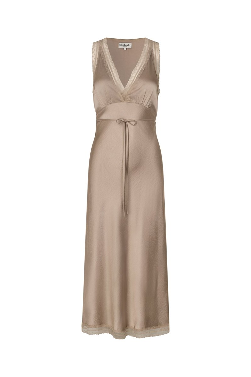 Lollys Laundry Clari Midi Dress - Beige - Stanleyandstone