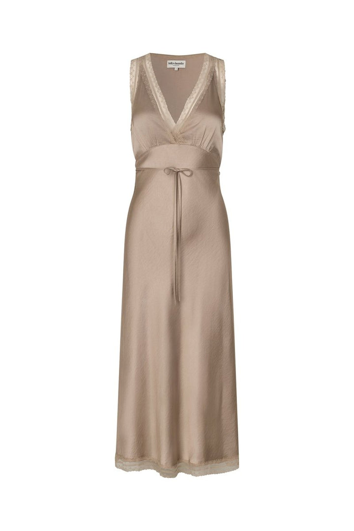 Lollys Laundry Clari Midi Dress - Beige - Stanleyandstone