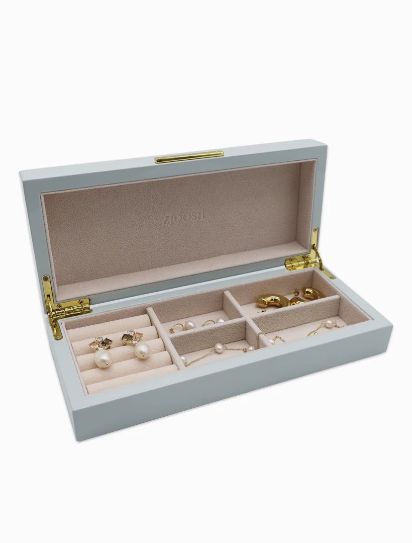 Long Lacquered Jewellery Box - Blue Jewelery zjoosh
