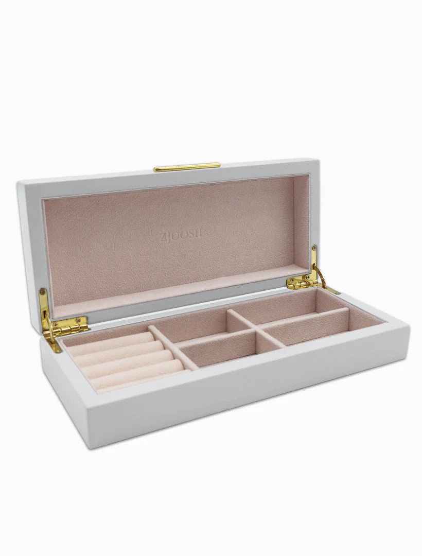 Long Lacquered Jewellery Box - White Jewelery zjoosh