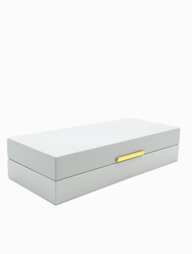 Long Lacquered Jewellery Box - White Jewelery zjoosh